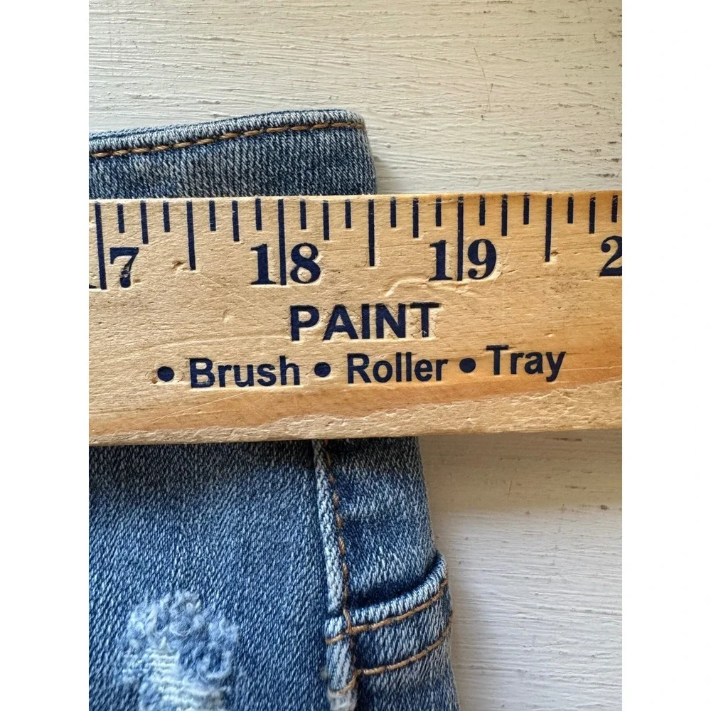 RISEN Women 3XL High Waist Distressed Denim Cut Off Long Jean Shorts NWT